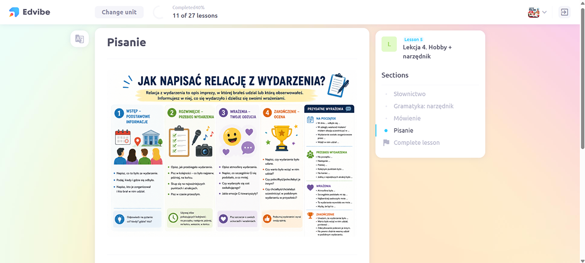 Polski B1 – kurs z przygotowaniem do egzaminu certyfikatowego do pracy samodzielnej - obrazek 7